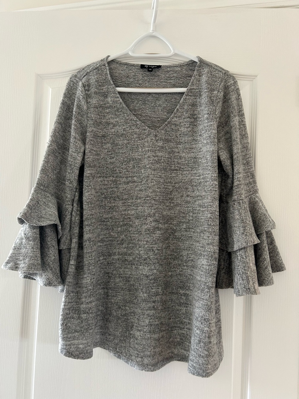 George Denim-Look Chambray Blouse in Blue